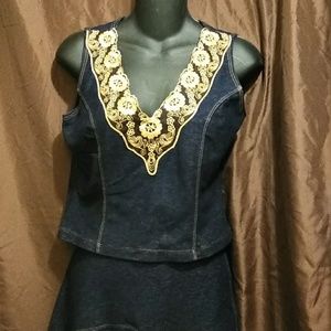 Vintage Fetish Jeans Blue Skirt set with Top